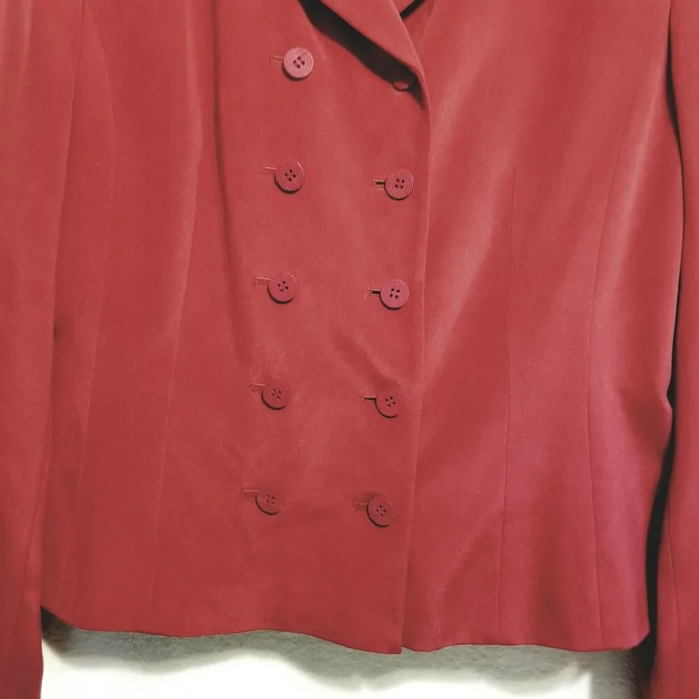 Danielle Martin 16 Blazer Red Silk Double Breasted Vintage Career Office Classic